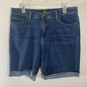 Lee Dark Indigo Cuffed Denim Bermuda Shorts